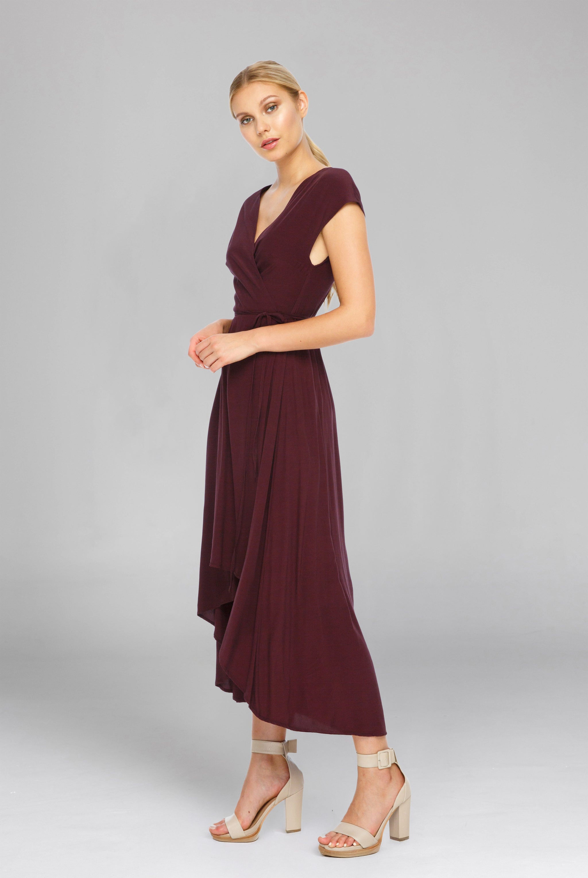 Short sleeved wrap bridesmaid dress - Eternal Dress